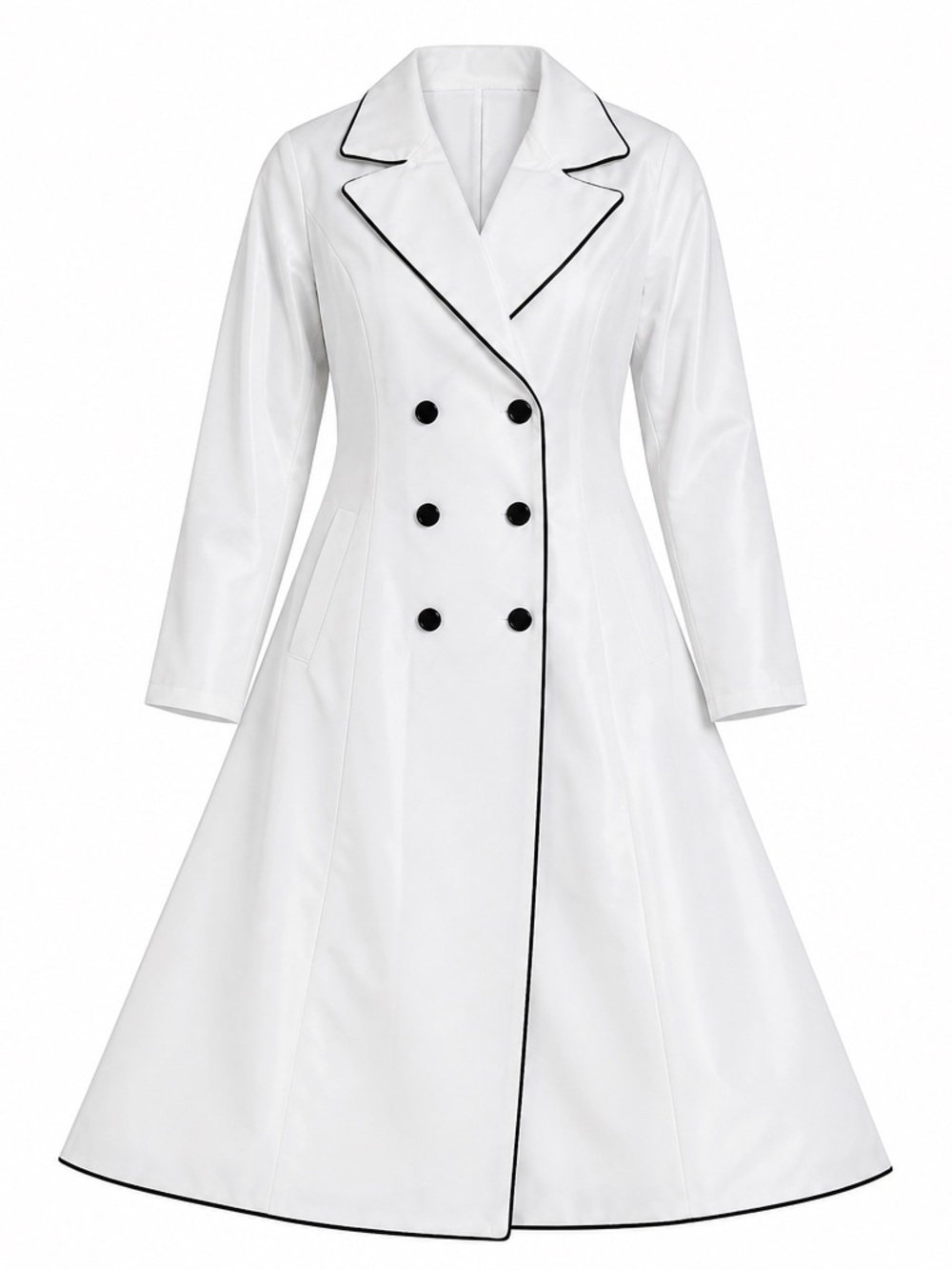 Womenβs Lightweight Classic White Double-Breasted Trench Coat Size M